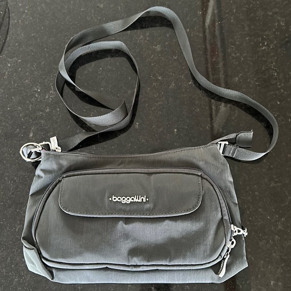 Baggallini Dark gray with purple lining crossbody Bag Purse